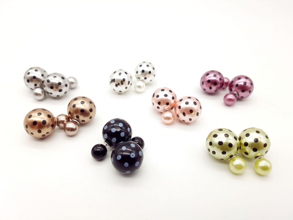 Punkte Dots Doppelkugel-Ohrstecker